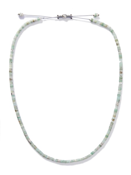 Tucson Sterling Silver, Chrysoprase and Cord Necklace