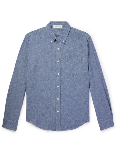 Button-Down Collar Linen and Cotton-Blend Chambray Shirt