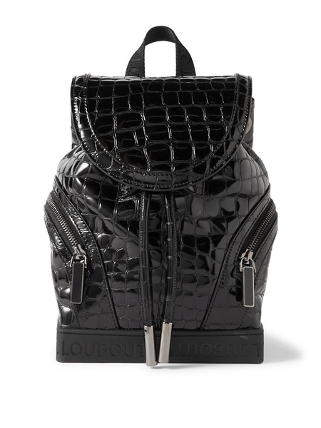 Explorafunk Small Croc-Effect Patent-Leather Backpack