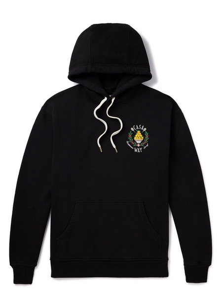 Casa Way Logo-Embroidered Organic Cotton-Jersey Hoodie