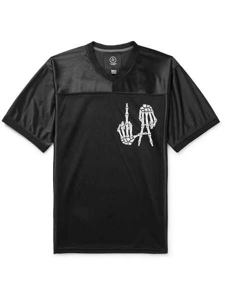 LA Bones FUFC Logo-Print Satin-Twill and Mesh T-Shirt