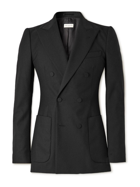 Slim-Fit Double-Breasted Grain de Poudre Wool Blazer