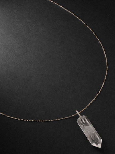 Gold, Quartz and Diamond Pendant Necklace