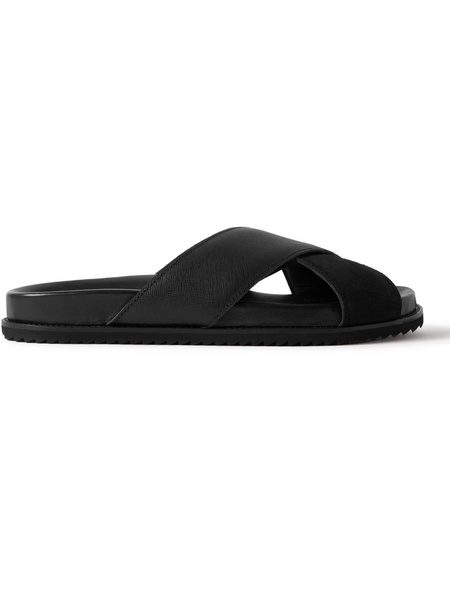 David Cross-Grain Leather and Suede Sandals