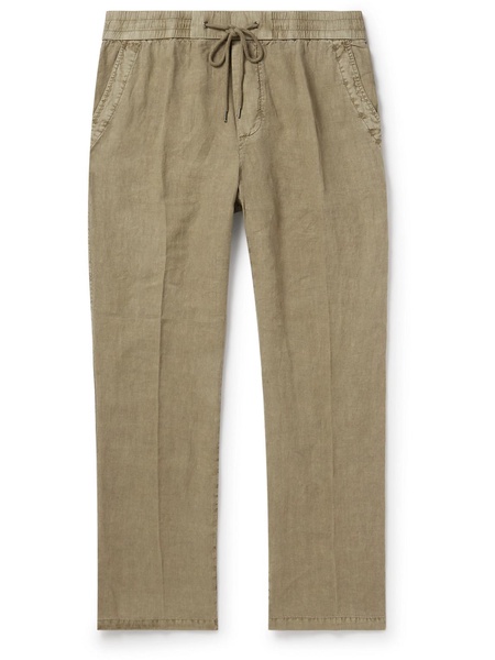 Straight-Leg Garment-Dyed Linen Drawstring Trousers