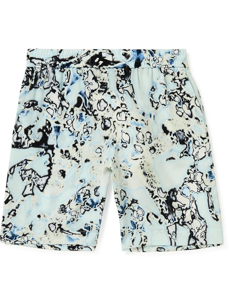 Straight-Leg Logo-Appliquéd Printed Silk Shorts