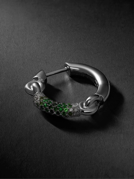 The Equinox 18-Karat Blackened White Gold, Diamond and Tsavorite Single Earring