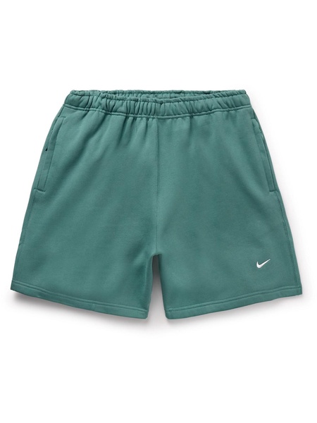 Solo Swoosh Straight-Leg Logo-Embroidered Cotton-Blend Jersey Shorts