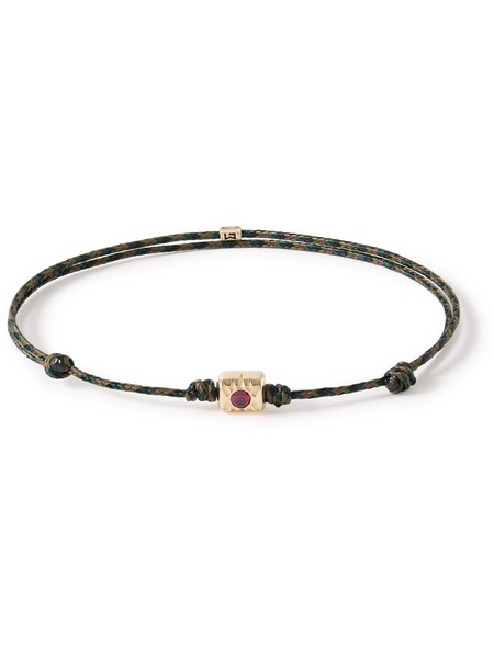 Gold, Ruby and Cord Bracelet