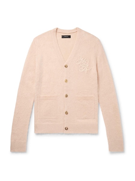 Logo-Embroidered Brushed-Knit Cardigan