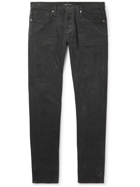 Straight-Leg Garment-Dyed Stretch-Cotton Corduroy Trousers