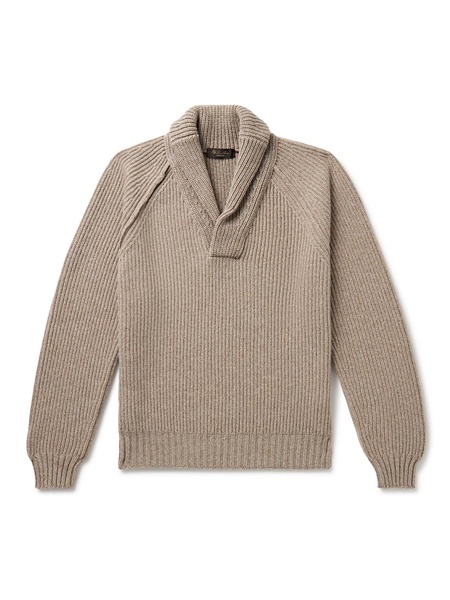 Archer Shawl-Collar Ribbed Cashmere Sweater