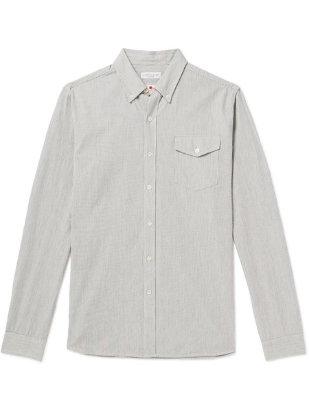 Button-Down Collar Striped Cotton, Linen and Ramie-Blend Shirt