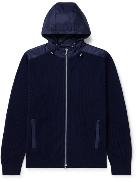 Holdridge Hybrid Slim-Fit Nylon-Trimmed Ribbed Wool Hooded Jacket