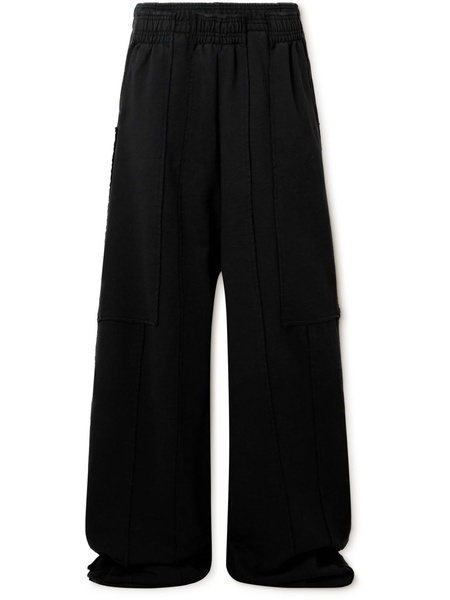 Wide-Leg Panelled Cotton-Blend Jersey Sweatpants