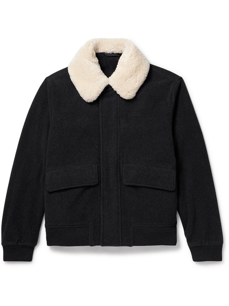 Shearling-Trimmed Wool-Blend Felt Bomber Jacket