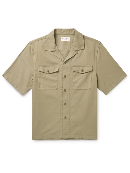 Convertible-Collar Cotton-Twill Shirt