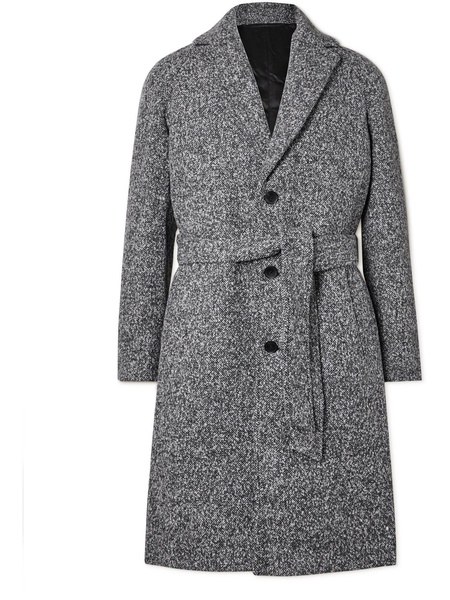 Belted Donegal Wool-Blend Bouclé Coat