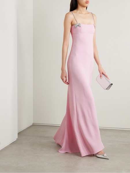 Crystal-embellished silk-crepe gown