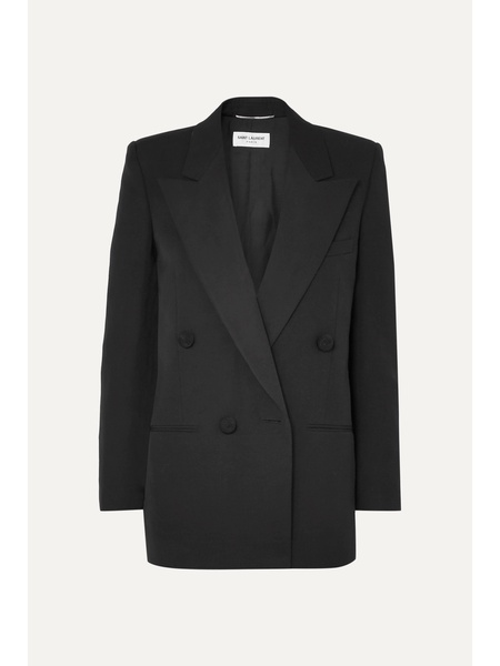 Double-breasted cashmere-twill blazer