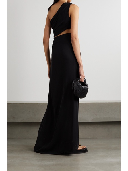 One-shoulder cutout silk-cady gown