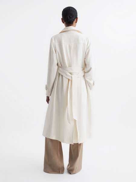 Belted Trench Coat in White