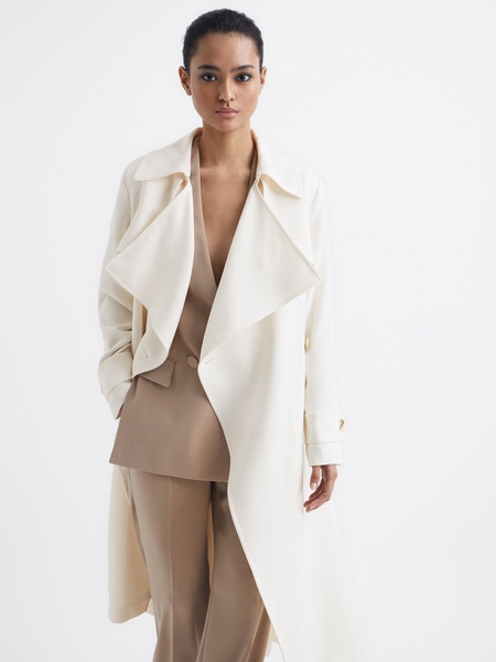 Belted Trench Coat in White