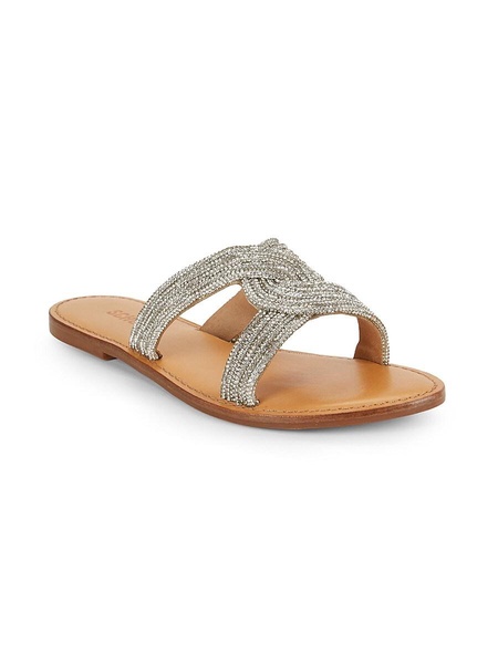 Rita Embellished Leather Flat Sandals