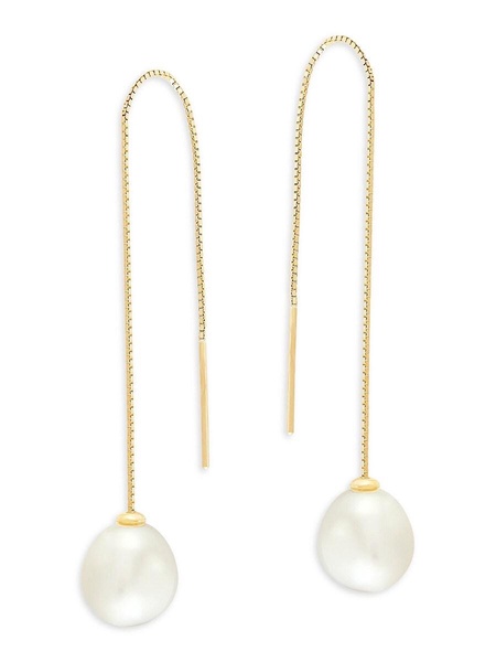 14K Yellow Gold & 9.5-10MM Freshwater Pearl Threader Earrings