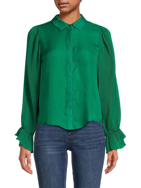 Pia Pleated Charmeuse Blouse