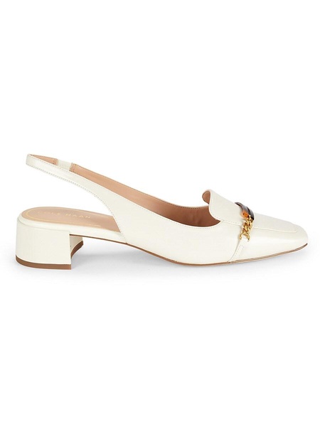 Penley Block Heel Leather Slingback Pumps