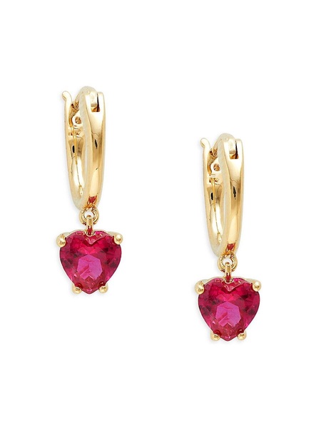 18K Yellow Goldplated & Cubic Zirconia Heart Drop Earrings