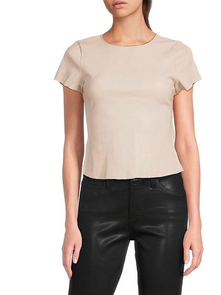 Brando Stretch-Leather Short-Sleeve Top