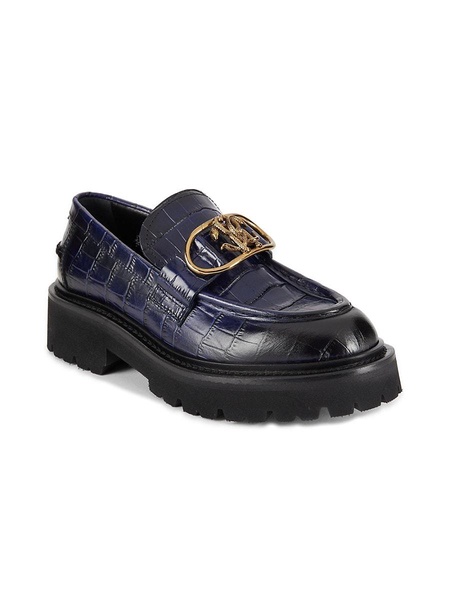 Logo Croc-Embossed Leather Loafers