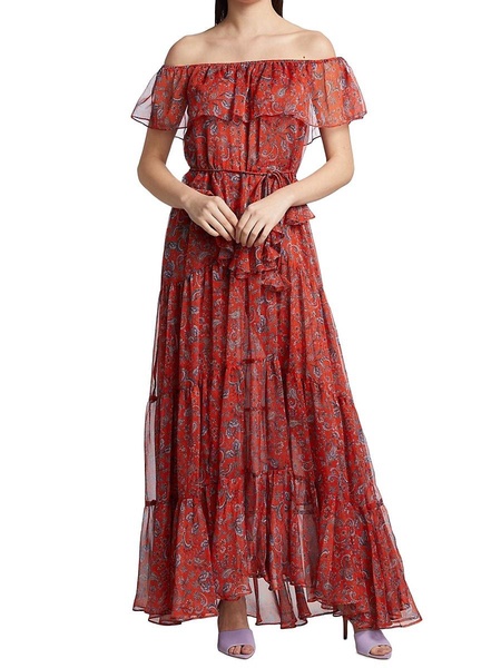 Kiera Paisley Off Shoulder Maxi Dress