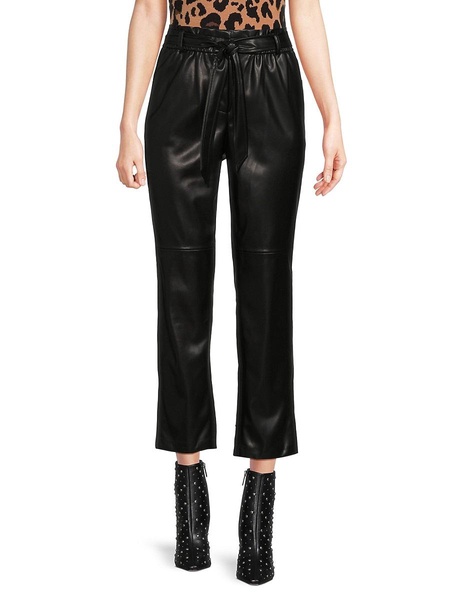 Paperbag Faux Leather Ankle Pants