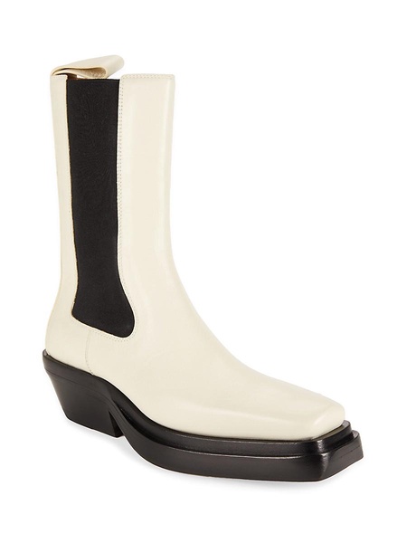 Colorblock Leather Block Calf Boots