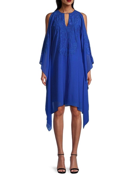 Michaela Embroidered Drape Midi Dress