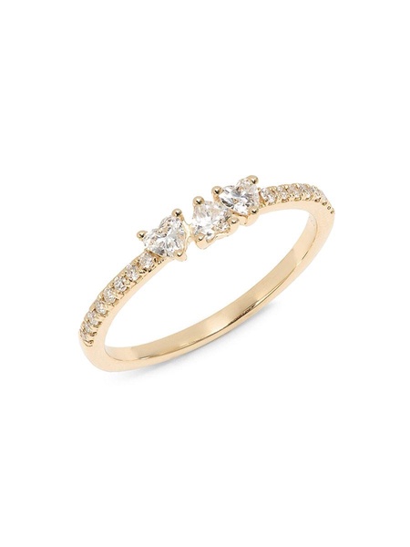 14K Yellow Gold 0.29 TCW Heart-Shape Lab-Grown Diamond Band Ring