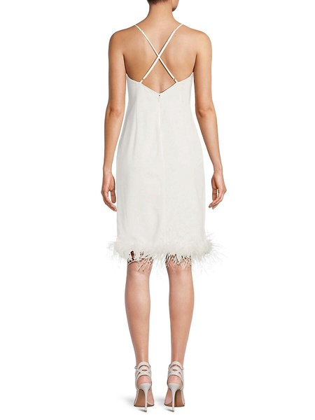 Marianna Ostrich Feather Trim Sheath Dress