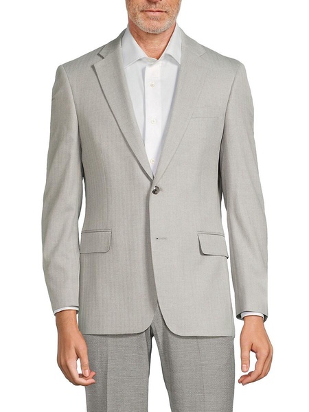 Herringbone Notch Lapel Blazer