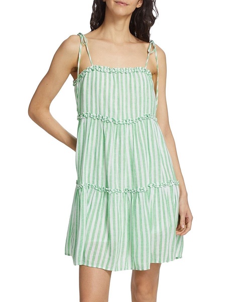 Caralyn Striped Linen Blend Mini Dress