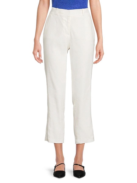 Straight Leg Linen Blend Cropped Pants