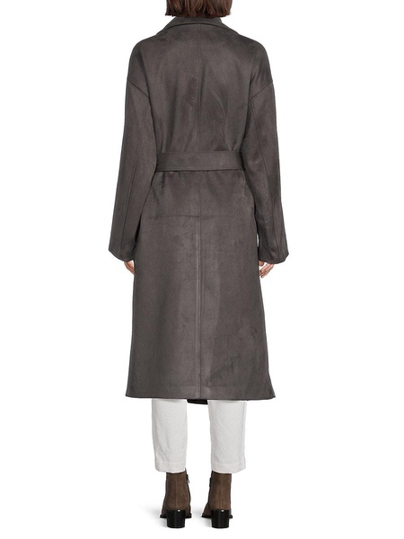 Faux Suede Wrap Coat