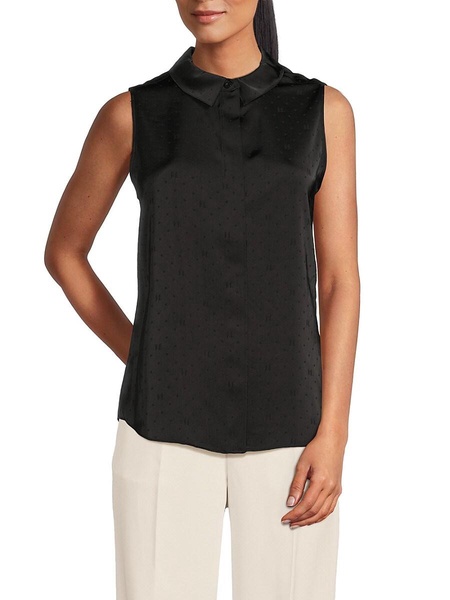 Sleeveless Collared Satin Shirt