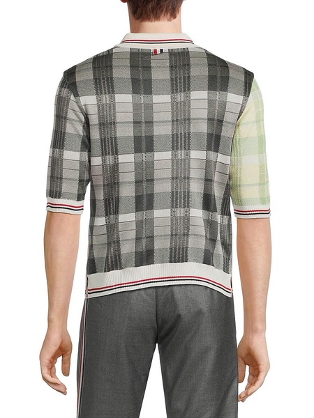 Plaid Silk Blend Polo