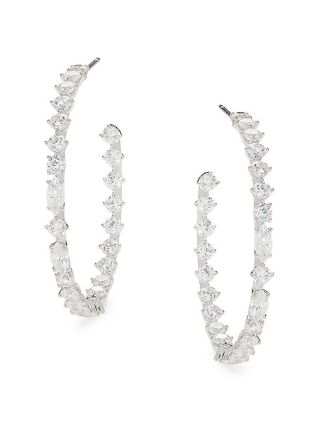 Prima Rhodium Plated & Cubic Zirconia Hoop Earrings