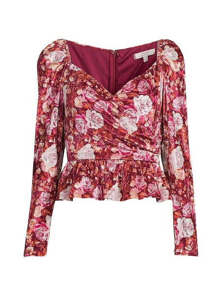 Rose Print Peplum Top