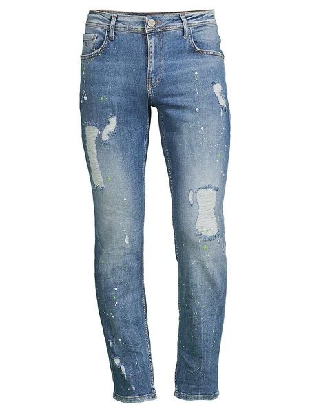 Distressed Mid Rise Slim Jeans