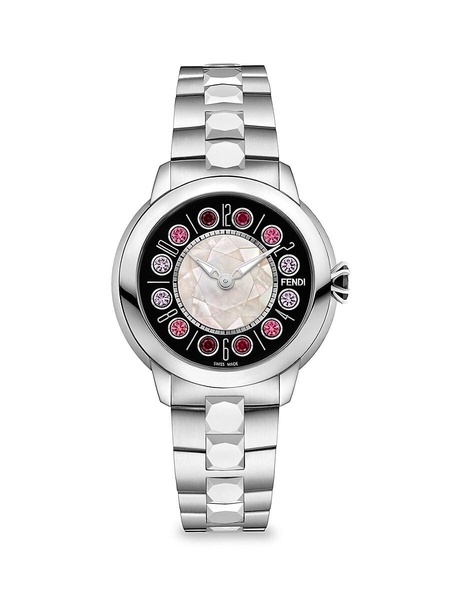 ​​Ishine 38MM Stainless Steel, Topaz, Black Spinel & Mother Of Pearl Bracelet Watch